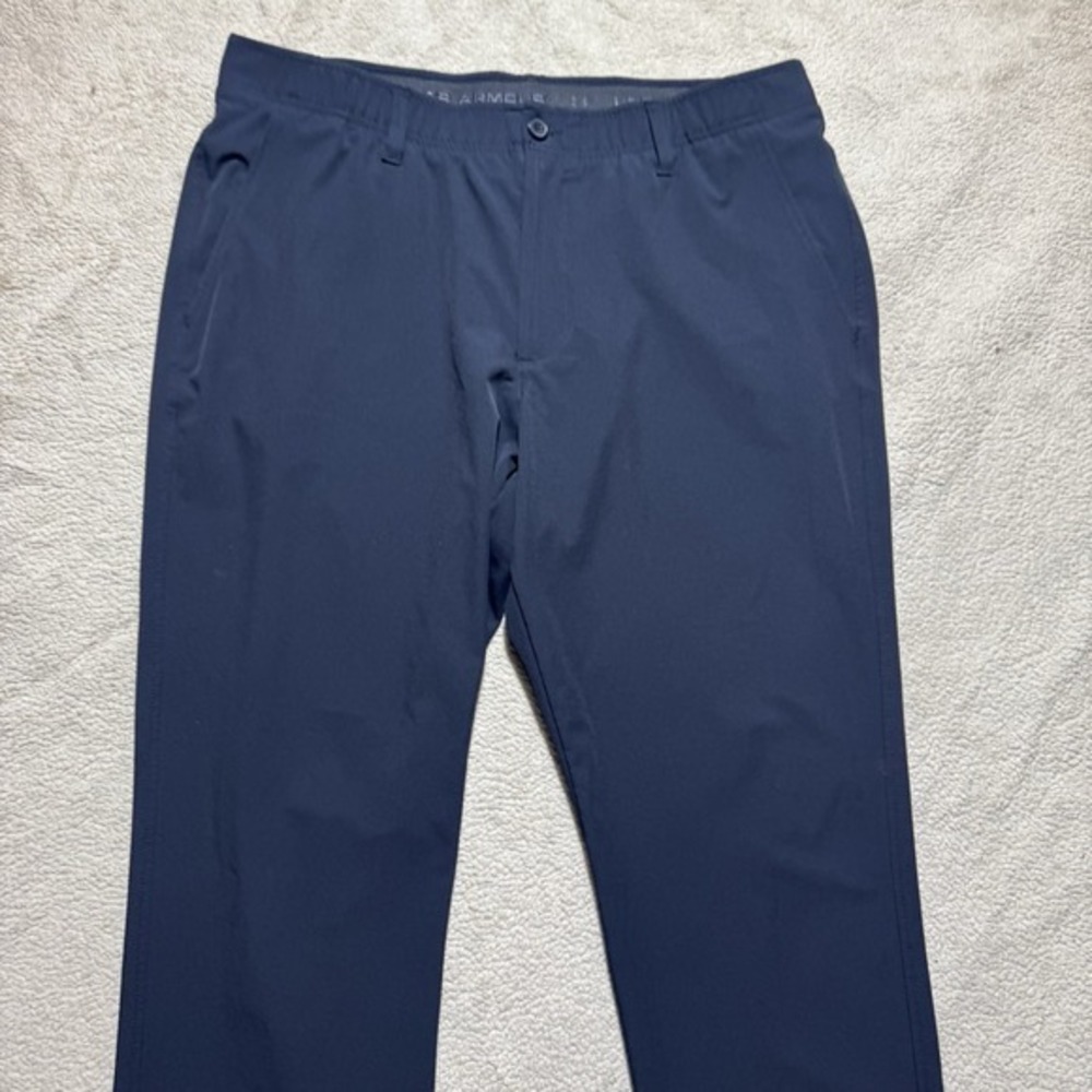 Under Armour Pants Mens 38 Black Slacks Chino Mid Rise Stretch Waist Straight - Picture 2 of 14